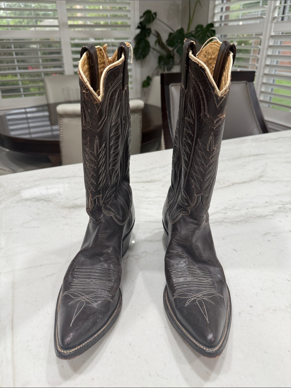 Women’s Dark Brown Leather Cowboy Boots - Picture 3 of 6